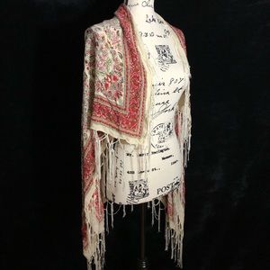 Paisley Red & Cream Shawl Scarf
